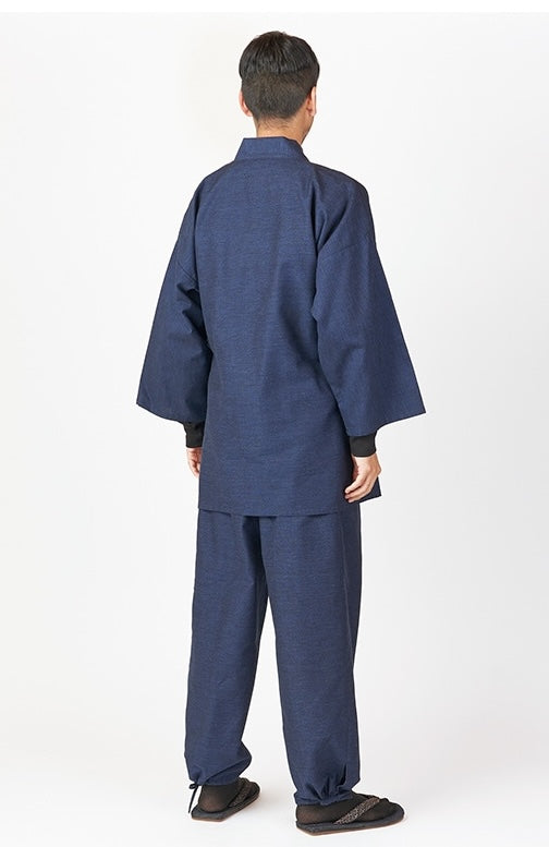 Japanese Samue in Premium Cotton Blue and Gray Kurume - “Made in Japan”