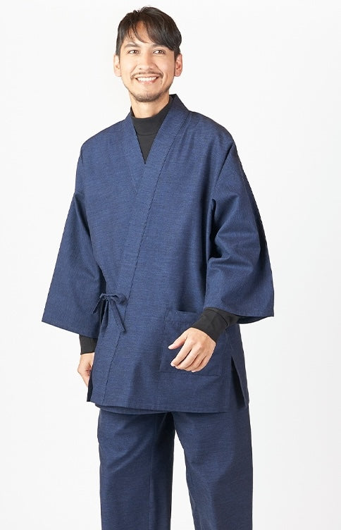 Japanese Samue in Premium Cotton Blue and Gray Kurume - “Made in Japan”