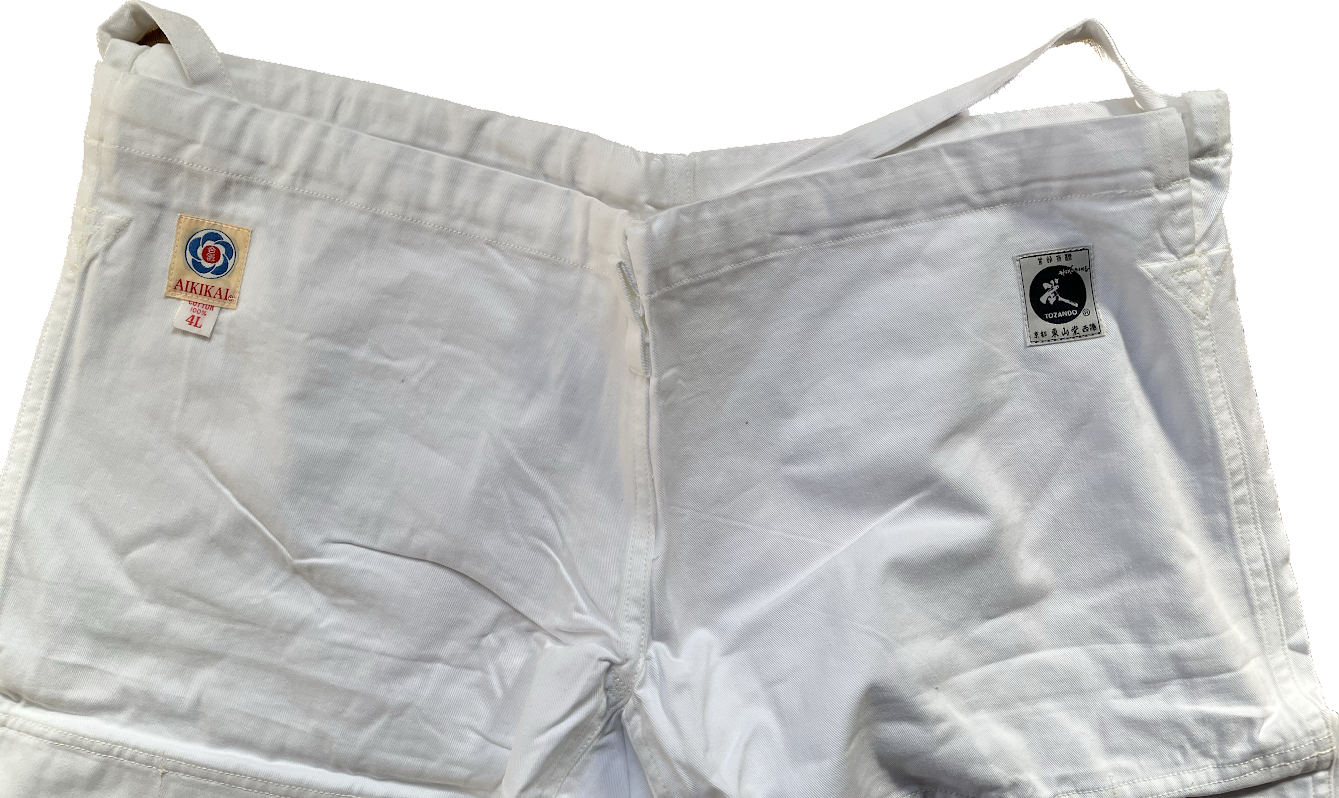 Aikido Pants - White Cotton Aikikai Tozando (Size 4L)