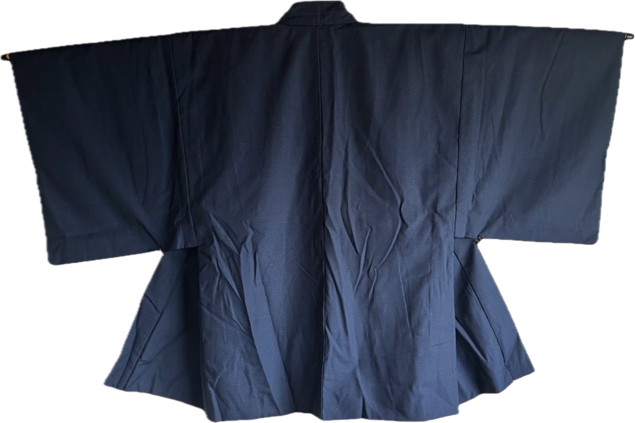 Antique Blue Tsumugi Silk Haori for Men – 100% Made in Japan