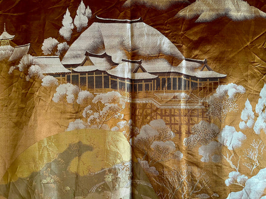 Men’s Antique Haori – Black Silk Kikyo Montsuki Kyomizudera