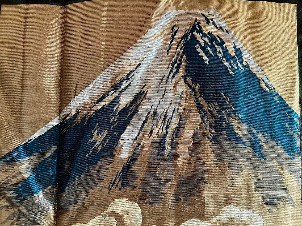 Antique Japanese Haori Men’s Black Silk Sagarifuji Montsuki - Fuji Waterfall