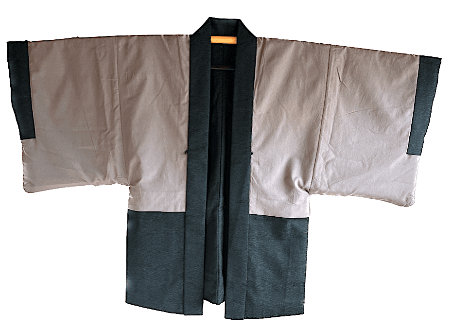 Antique Japanese Haori for men Blue Indigo Tsumugi Silk “Sado Ceremony”