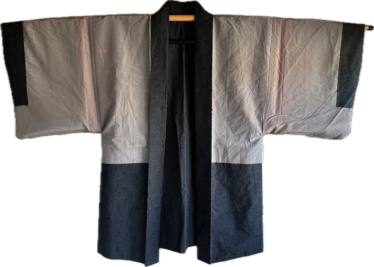 Antique Men’s Haori – Wild Blue Silk Duel of Dragons Made in Japan