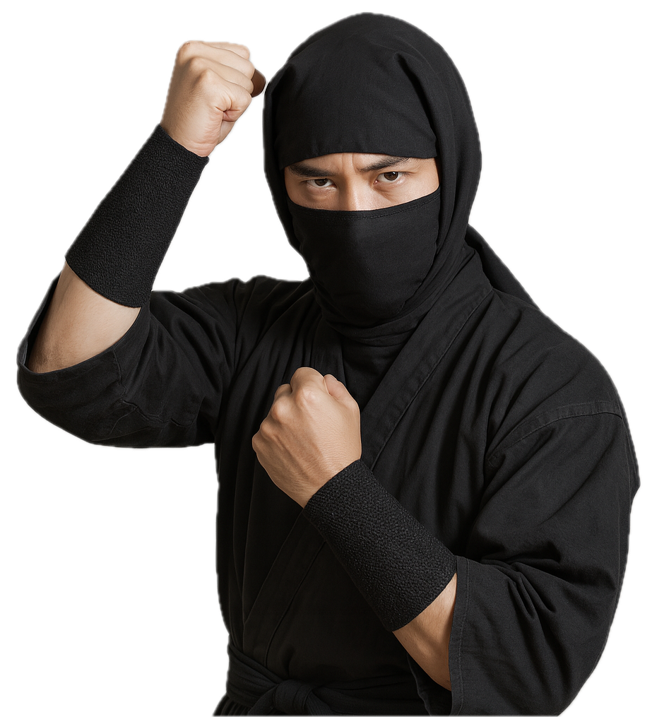 Black Cotton Sashiko Ninja Tekko 5 Kohaze