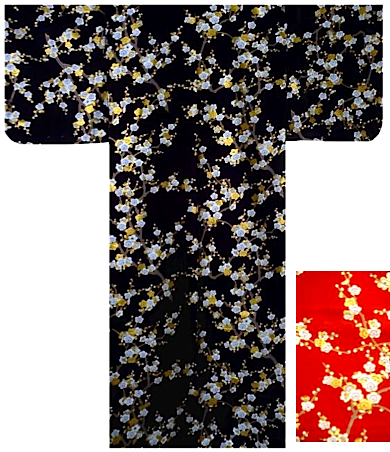 Women’s Yukata Shiro Ume White Plum Blossoms – Made in Kyoto, Japan