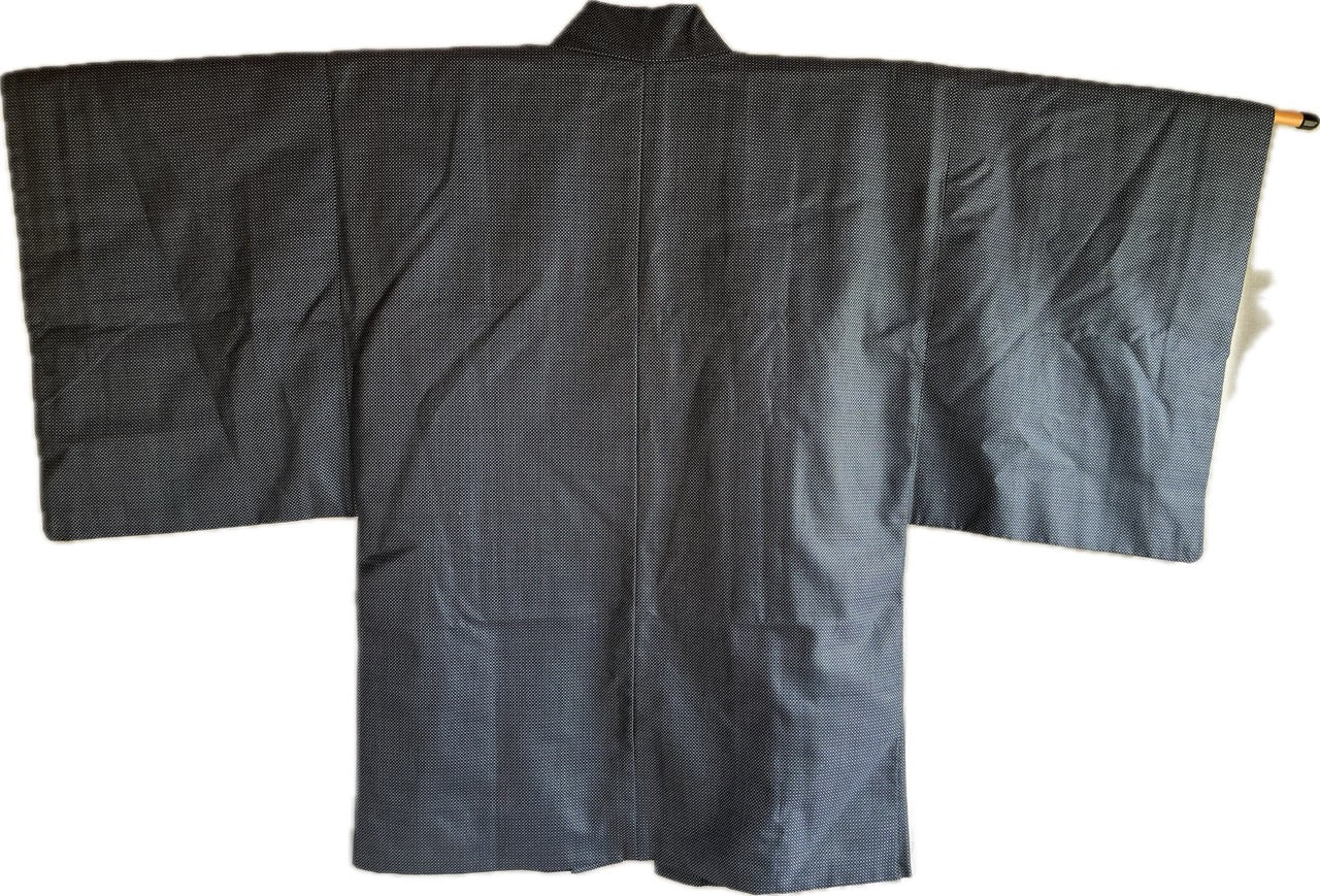 Japanese Men's Haori Blue Silk with Mount Fuji and River View
