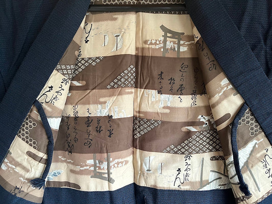 Japanese Men's Haori Blue Tsumugi Silk “Torii Monogatari”