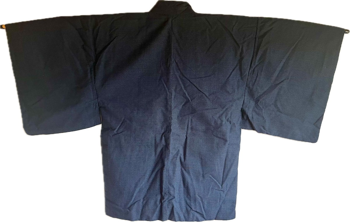 Japanese Men's Haori Blue Tsumugi Silk “Torii Monogatari”