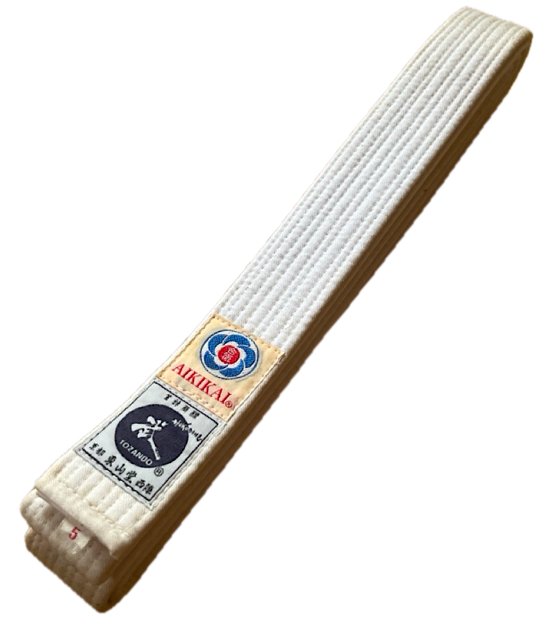 White Aikido Obi – Aikikai Label | Cotton Belt 290 cm – Made in Japan