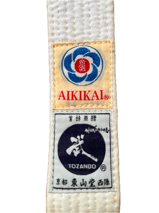 White Aikido Obi – Aikikai Label | Cotton Belt 290 cm – Made in Japan