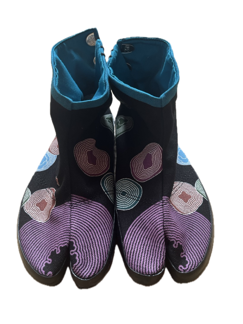 Kamon Jikatabi Shoe "Wave and flower" Black Size 26cm Made in Japan