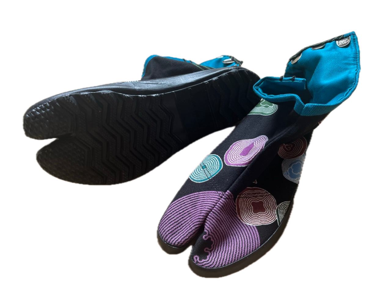 Kamon Jikatabi Shoe "Wave and flower" Black Size 26cm Made in Japan