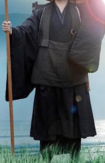 Traditional Black Silk Koromo Buddhist Monk Robe | Kyoto Antique Japan