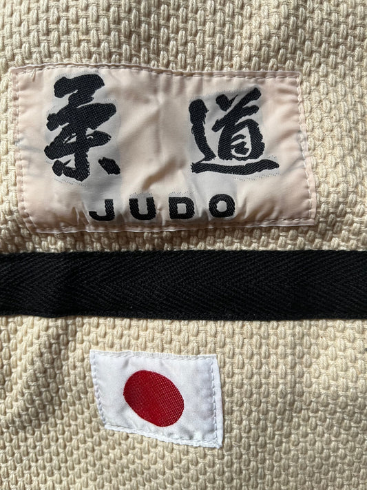 KuSakura Sashiko Judo Bag – White (Size L, Japanese Flag Edition) – Made in Japan