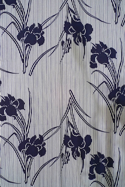 Ladies’ Japanese Yukata Shima Ayame “Iris & Stripe” Made in Kyoto Japan