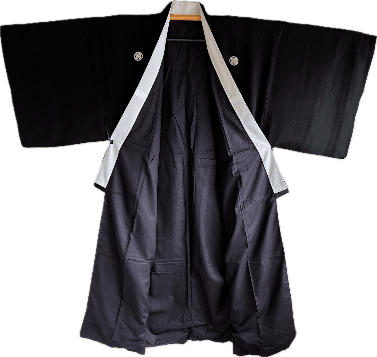 Men's Antique Japanese Formal Kimono TakanoHane Montsuki Black Silk 004