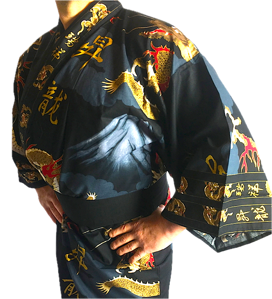 Men's Japanese Yukata Fujiyama & Dragon Made in Kyoto Japan