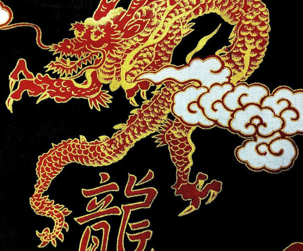 Men’s Japanese Yukata “UnRyū Moji” Dragon & Cloud Pattern Made in Kyoto Japan