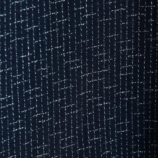 Men’s Kurume Chijimi Shirt Bunjin Navy Grid Pattern Made in Japan
