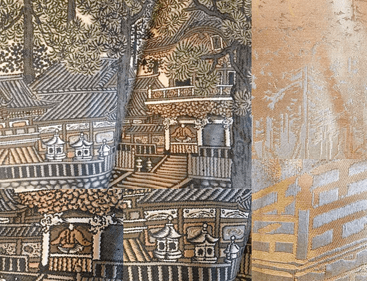 Men’s Antique Black Silk Haori Sumitate Yotsume Montsuki Toshogu Yomeimon Nikko