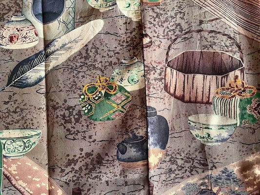 Men’s Antique Haori – Black Silk Maruni Tachibana Montsuki Chashitsu