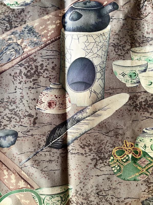 Men’s Antique Haori – Black Silk Maruni Tachibana Montsuki Chashitsu