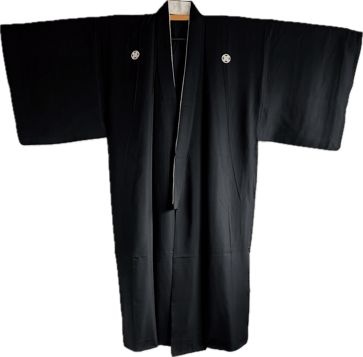 Men's Antique Japanese Formal Kimono TakanoHane Montsuki Black Silk 004