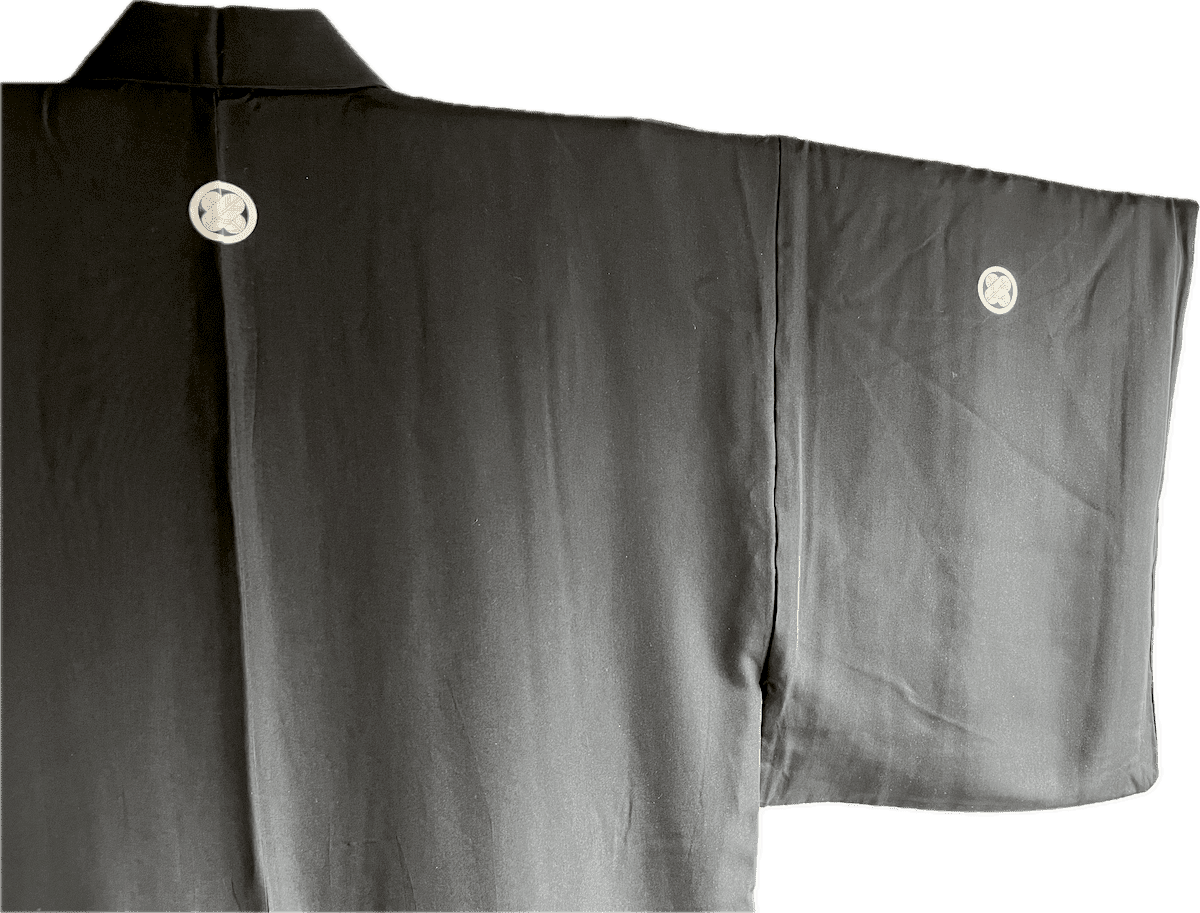 Men's Antique Japanese Formal Kimono TakanoHane Montsuki Black Silk 004