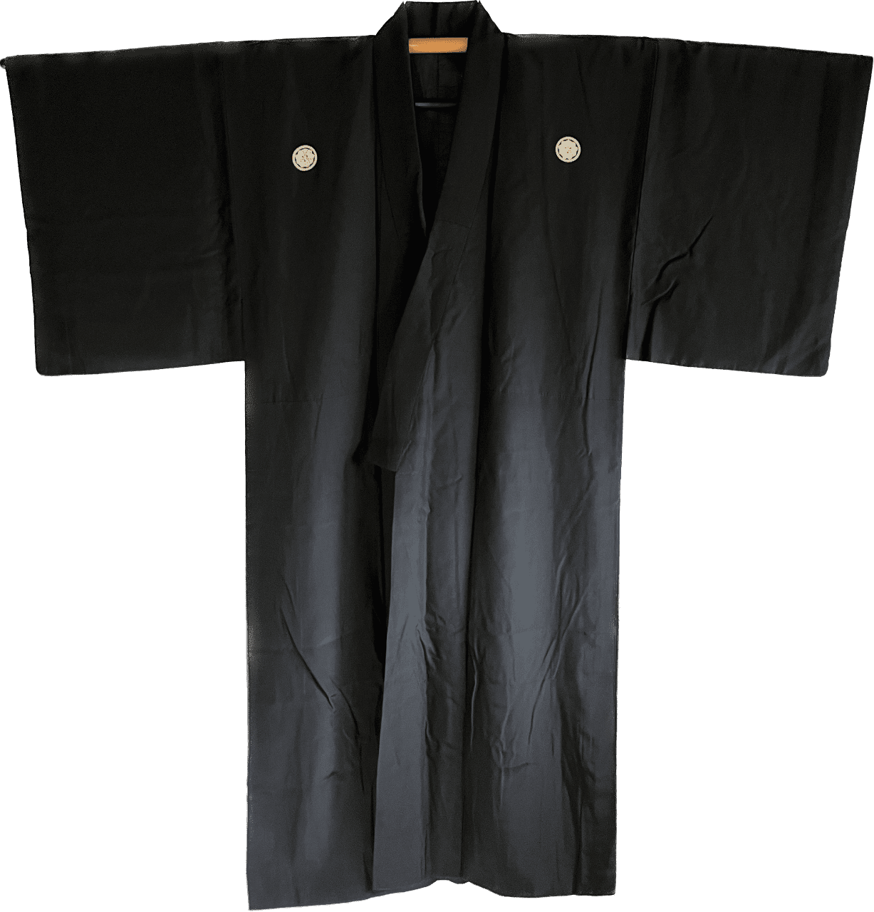 Men's Antique Japanese Kimono Kenkatabami Montsuki Black Silk 002