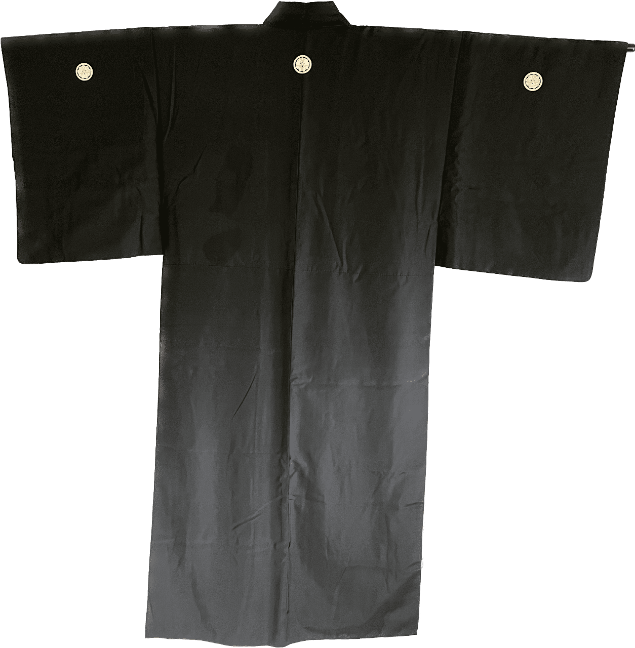 Men's Antique Japanese Kimono Kenkatabami Montsuki Black Silk 002