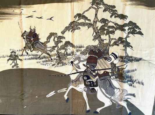 Men’s Antique Samurai Haori Black Silk Mokkou Montsuki Takeda Clan Warrior