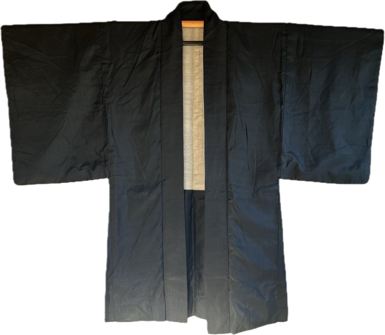 Men’s Antique Summer Black Silk Haori with 3 Takenaka Kamon