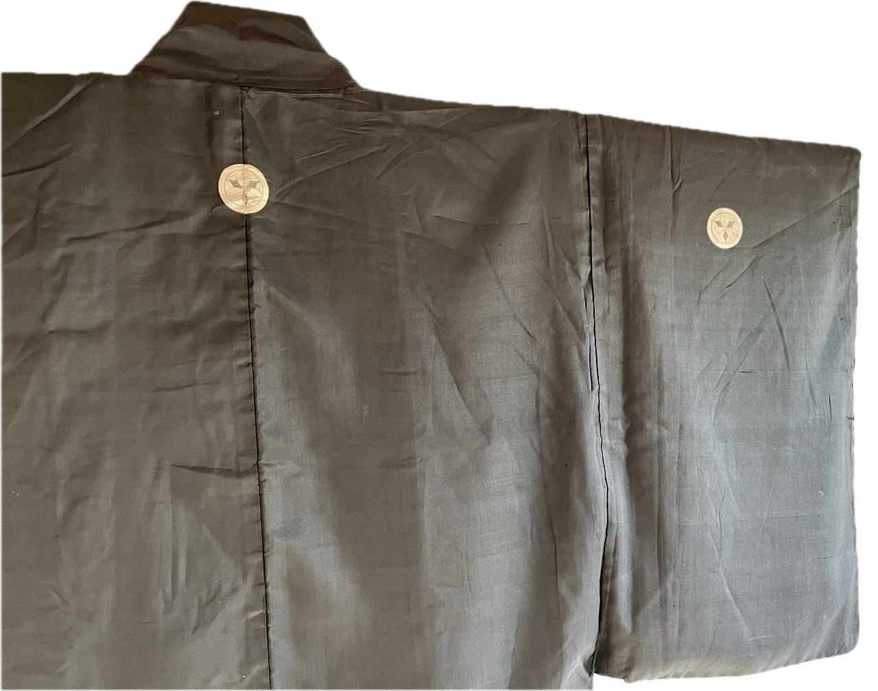 Men’s Antique Summer Black Silk Haori with 3 Takenaka Kamon