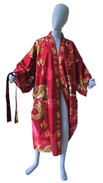 Men’s Happi Fuji To Ryu Red Cotton Mt. Fuji and Dragon Design Made in Japan