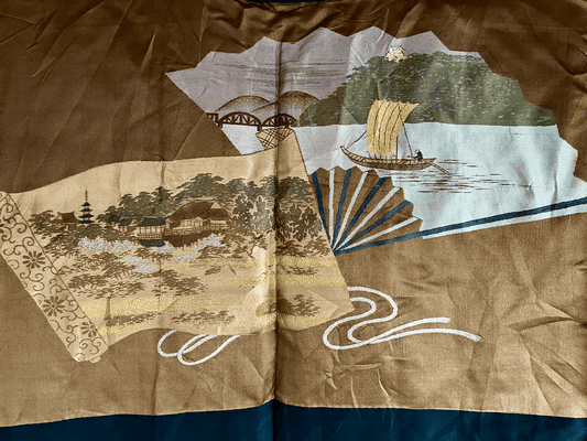 Men’s Japanese Haori – Black Silk Katabami Montsuki Kyomizudera Temple & Himeji Castle
