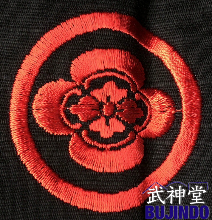 Men's Japanese Kimono "SAMURAI" – Black Cotton Shantung with Embroidered Kanji