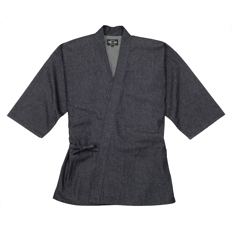 Men’s Japanese Samue Set Black Cotton Denim Workwear Made in Japan