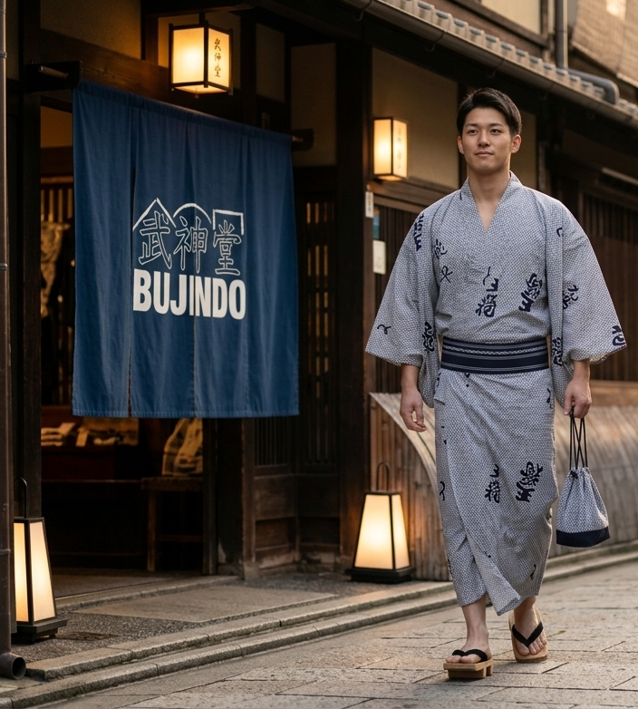 Men's Japanese Yukata "Hisha" Rook Made in Kyoto, Japan