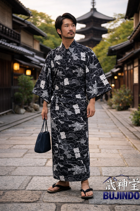 Men’s Ryujin Yukata Dragon Japanese Cotton Yukata - Made in Japan