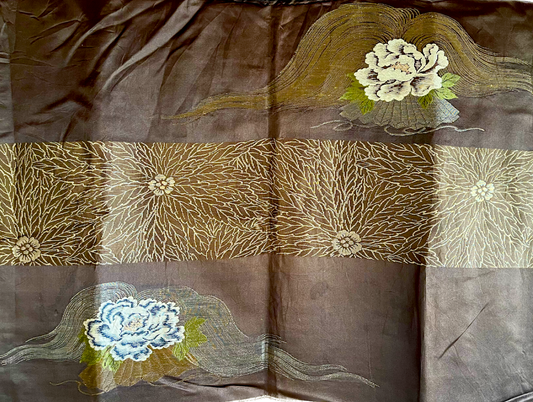 Men’s Vintage Haori Black SilK Samurai Crest Botan Kuyo