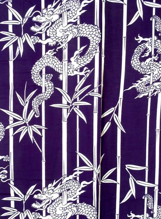 Men’s Japanese Yukata Take Ryu Navy Cotton Bamboo & Dragon Made in Kyoto ,Japan