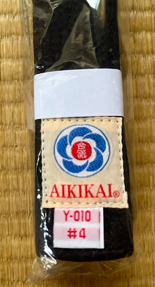 Mitsuboshi Y-010 Aikido Obi Black Cotton Belt Size 4 (275 cm) Made in Japan