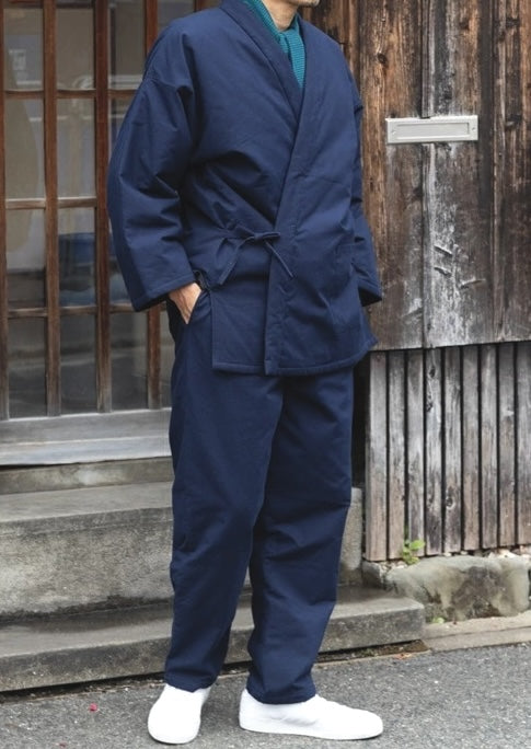Navy Premium Cotton Samue Workwear Set - Perfect for Winter - Made in Japan