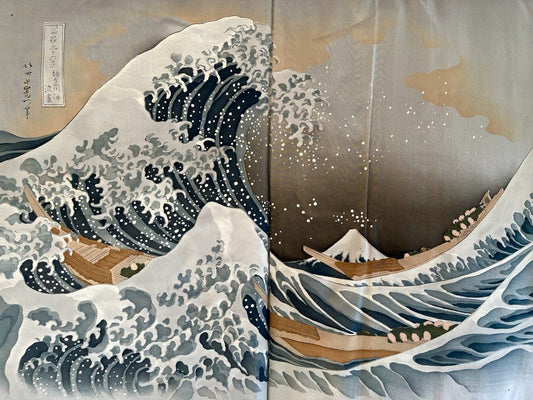 Rare Haori for Men – Nami Hokusai | Authentic Japanese Silk Tsumugi Haori