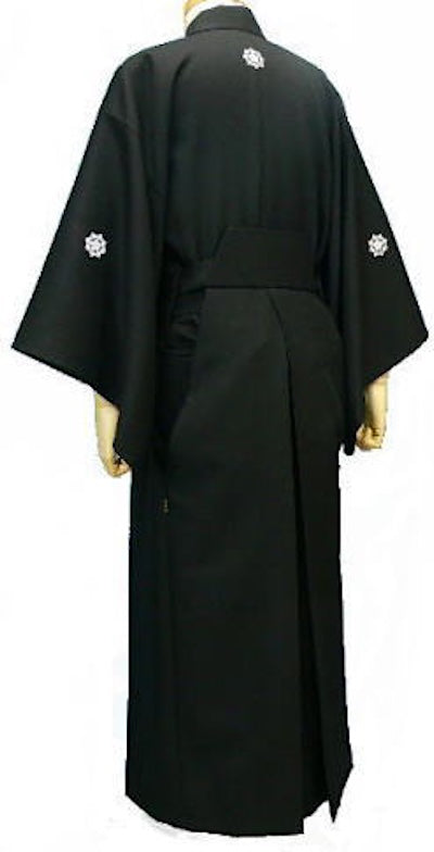 Samurai Kimono Set "Ryomaden" Black Polyester Size 2L– HandMade in Japan