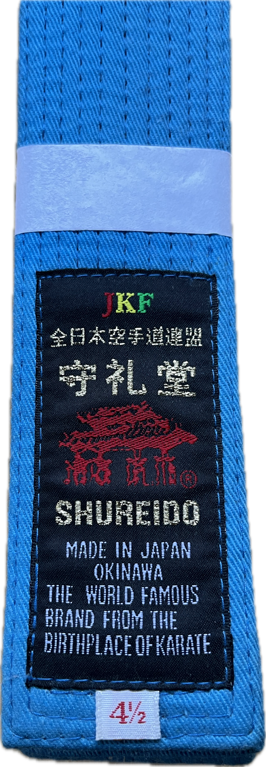 Shureido Blue Karate Belt - Kumite JKF Size 4.5 (280 cm)