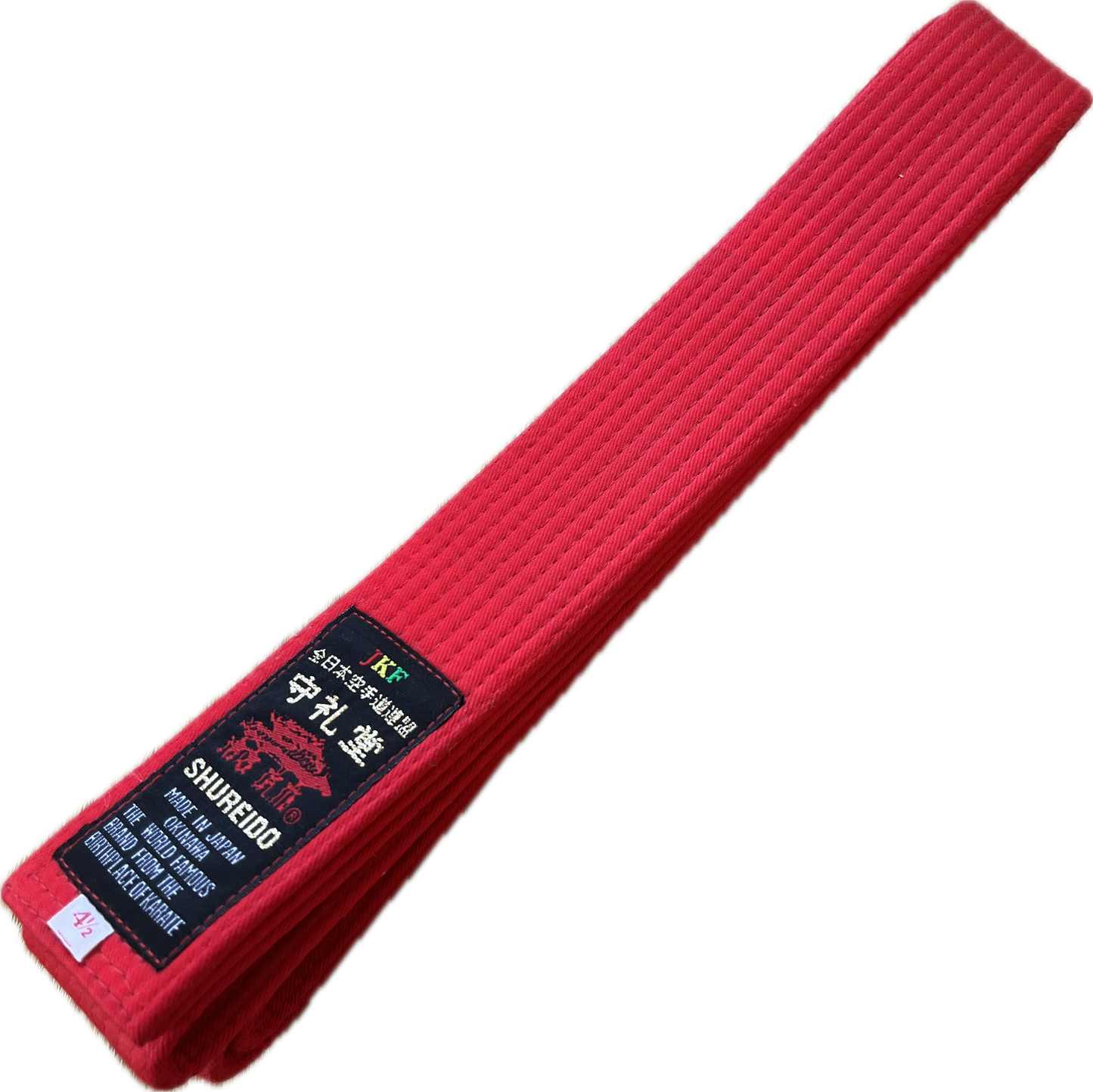 Shureido Red Karate Belt - Kumite JKF Size 4.5 (280 cm)