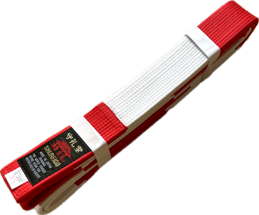 Shureido Red & White Karate Belt Thick Cotton for Shihan Size 5.5 (300cm)
