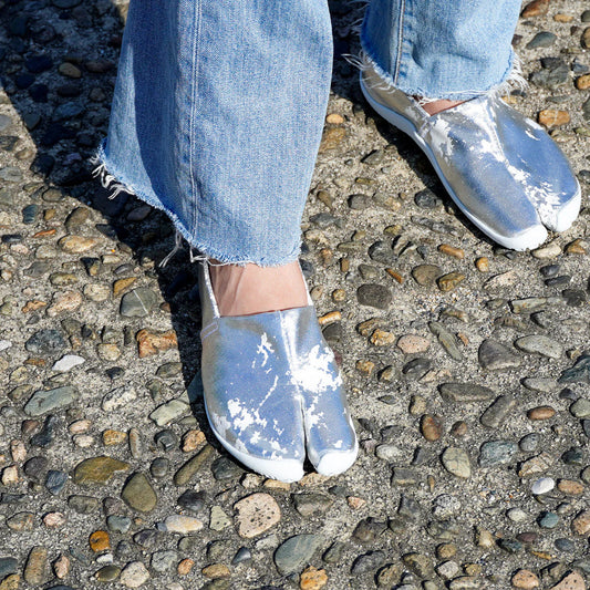 TabiRela® Shirogane Silver Tabi Shoes Made in Kurashiki, Japan